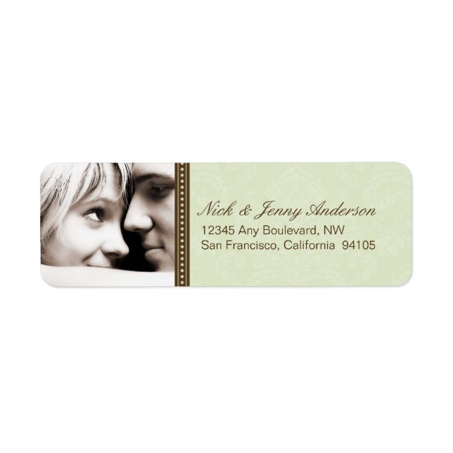Engaged Photo Return Address Label (sage) (Front)