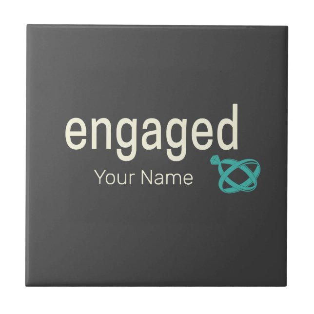Engaged Rings Couples Bachelor Party or Wedding Tile (Front)