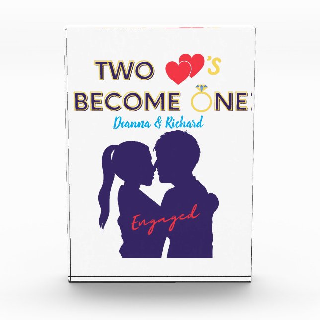 Engaged Two Hearts Become One Photo Block (Front)