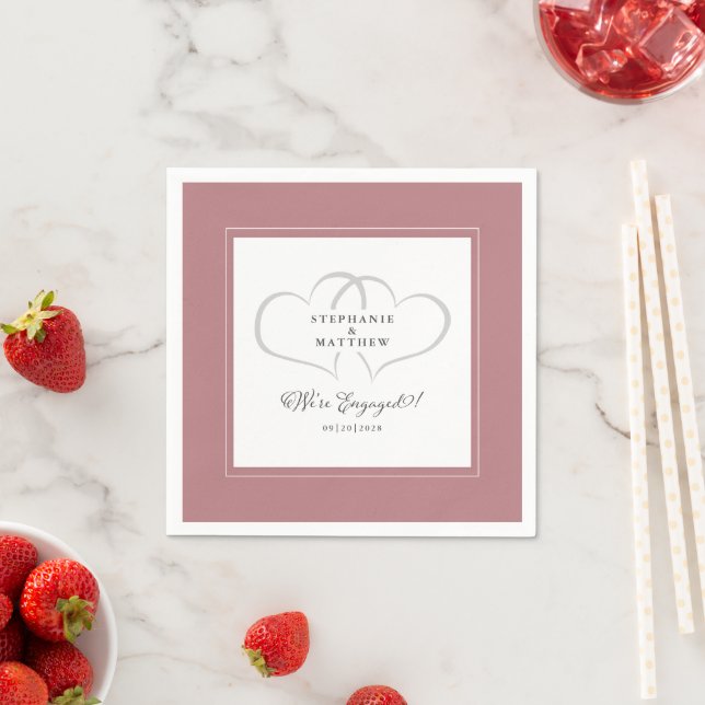 Engaged Wedding Couple Elegant Dusty Rose Pink Napkin (Insitu)