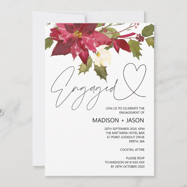 Engaged Winter Christmas Engagement Party Invitation (Front)