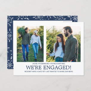 Engagement Announcement 2 Photo Snowflake Pattern Postcard