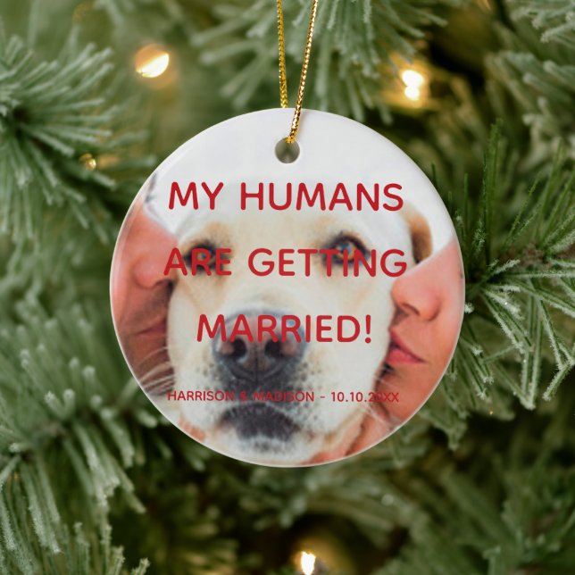 Engagement announcement custom photo dog couple ceramic tree decoration (Tree)