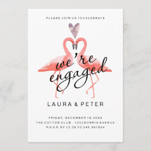 Engagement announcement Kissing flamingos