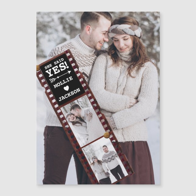 Engagement Announcement Photo Magnetic Card (Front)