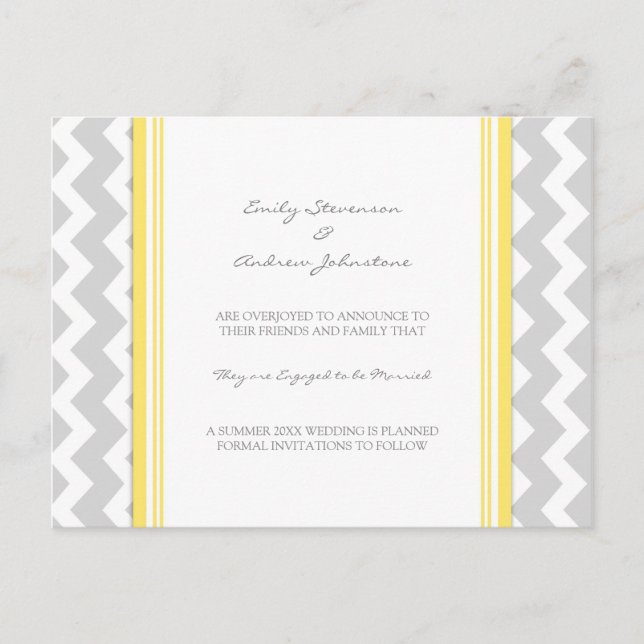Engagement Announcement Postcard Lemon Grey (Front)