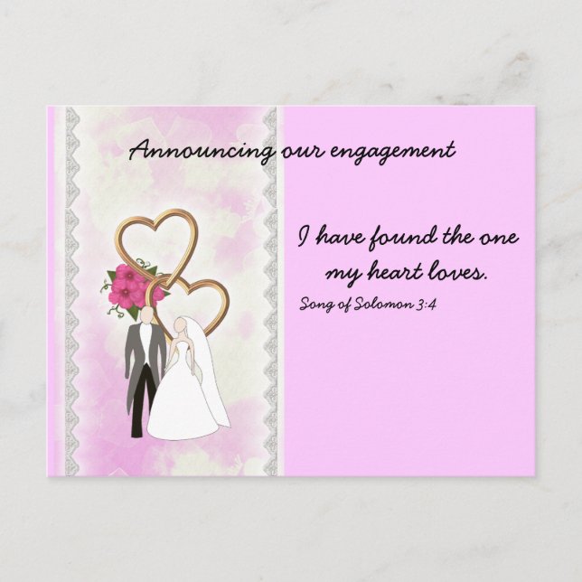 Engagement Announcement with Bible Verse Postcard (Front)