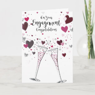 Engagement Card - Congrats Bubbles Hearts