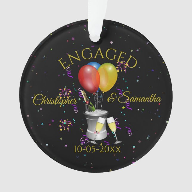 Engagement Celebration Personalised Ornament (Front)