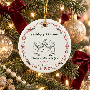 Engagement Christmas Couple Keepsake Personalised Ceramic Tree Decoration