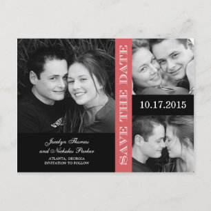 Engagement Collage Save The Date Announcement Postcard