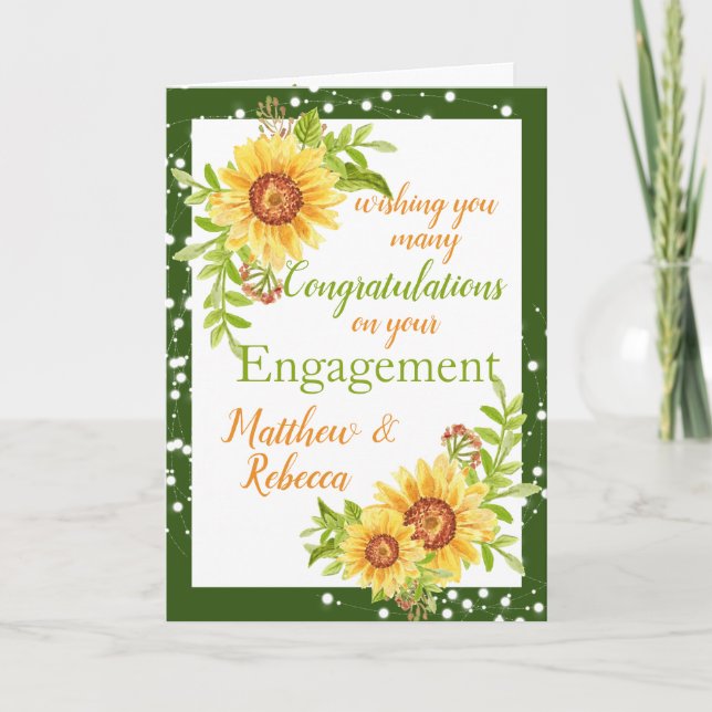 Engagement Congratulations Floral Sunflower Card (Front)
