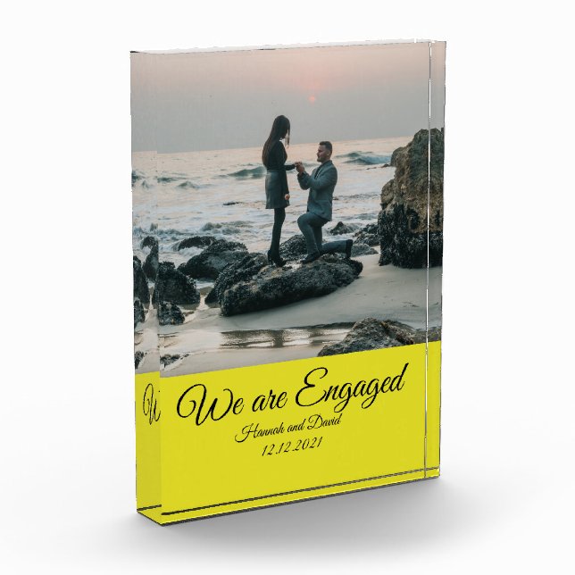 Engagement Couple's Photo and Name Yellow (Left)