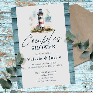 Engagement Couples Shower Ocean Lighthouse Invitation