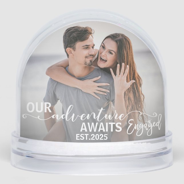 Engagement Couples Wedding Picture Script Heart  Snowglobe (Front)