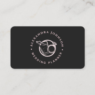 Engagement Diamond Ring & Drink Logo Wedding Theme Business Card
