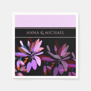 Engagement/Elegant Light Lilac and Black Floral Napkin