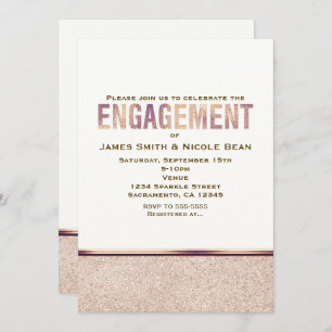 Engagement Faux Rose Gold Champagne Invitation
