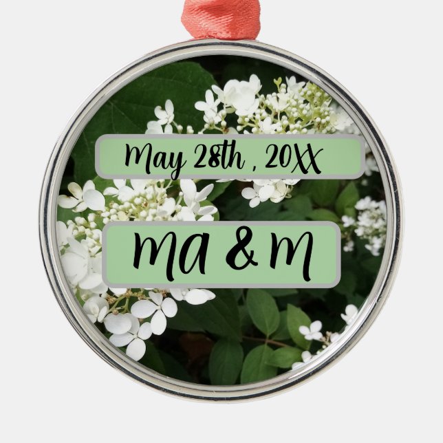 Engagement Favours Hydrangea Photo Metal Tree Decoration (Front)