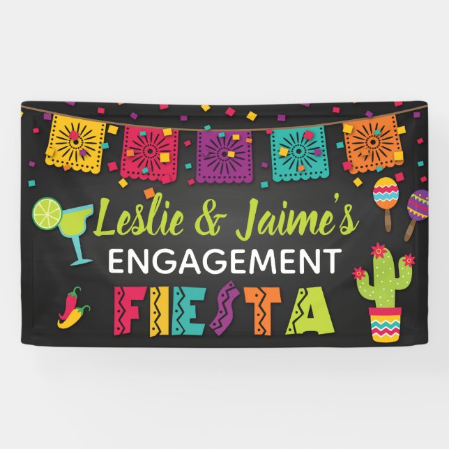 Engagement Fiesta Banner with Margarita (Horizontal)