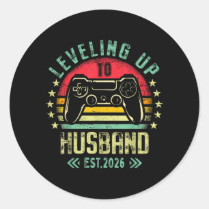 Engagement for Gamer Groom Levelling Up to Husband Classic Round Sticker