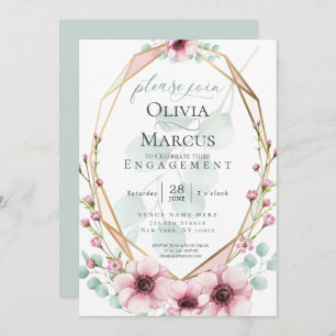 Engagement Fresh Spring Flowers and Foliage Invitation