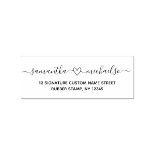 Engagement gift first names with heart rubber stamp
