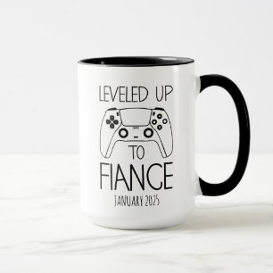 Engagement Gift for Him, LEVELED UP TO FIANCE  Mug