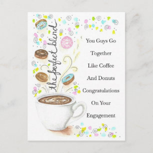 Engagement Go Together Like Coffee and Doughnuts Postcard