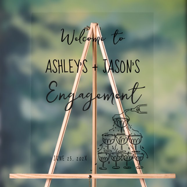 Engagement hand drawn Welcome Sign Acrylic Sign (Neutral)