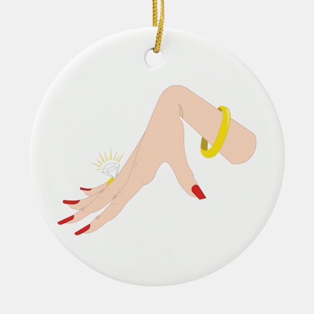 Engagement Hand Ring Ceramic Tree Decoration (Front)