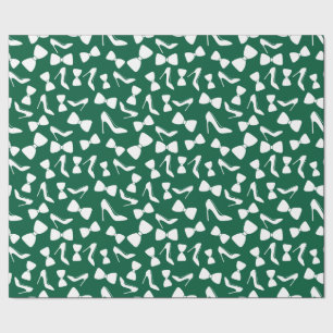 Engagement High Heels, Bow Tie Dark Green Seamless Wrapping Paper