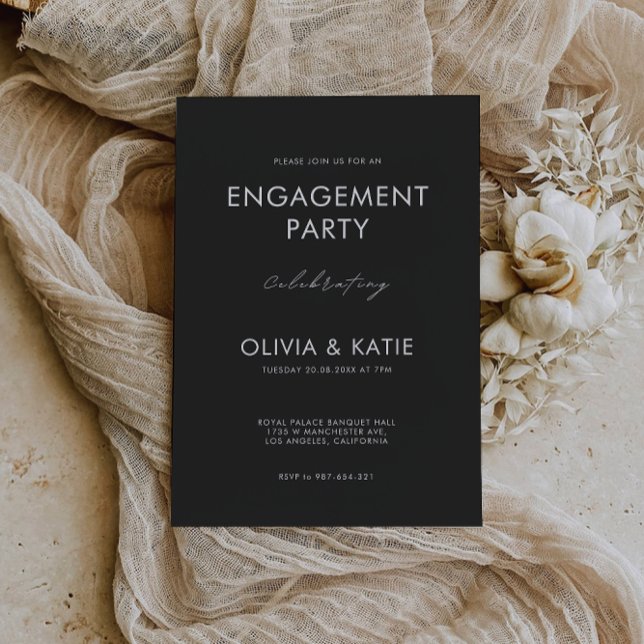 Engagement Invitation Black Wedding Template (Engagement Invitation Black Wedding Template)