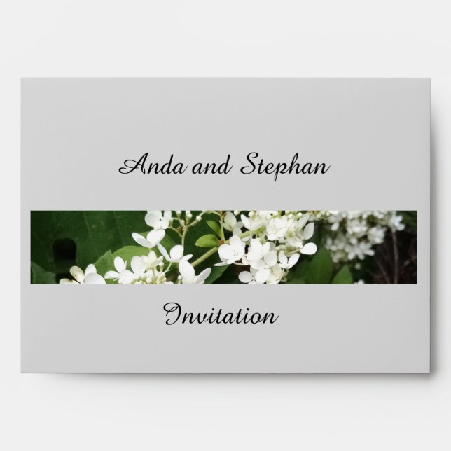 Engagement  Invitation Envelope White Hydrangea Gr (Front)