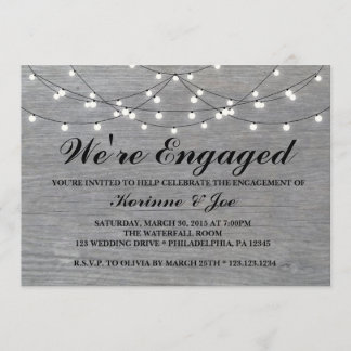 Engagement Invitation Grey Wood Floor