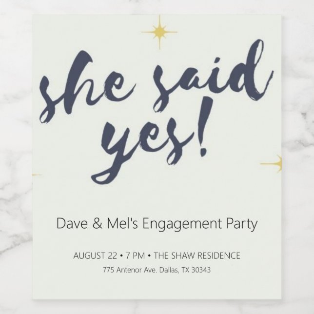 Engagement invitation wine bottle label (Single Label)