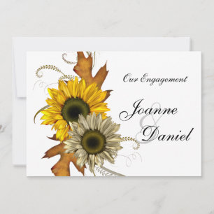 Engagement Invite White Yellow Sunflower Floral