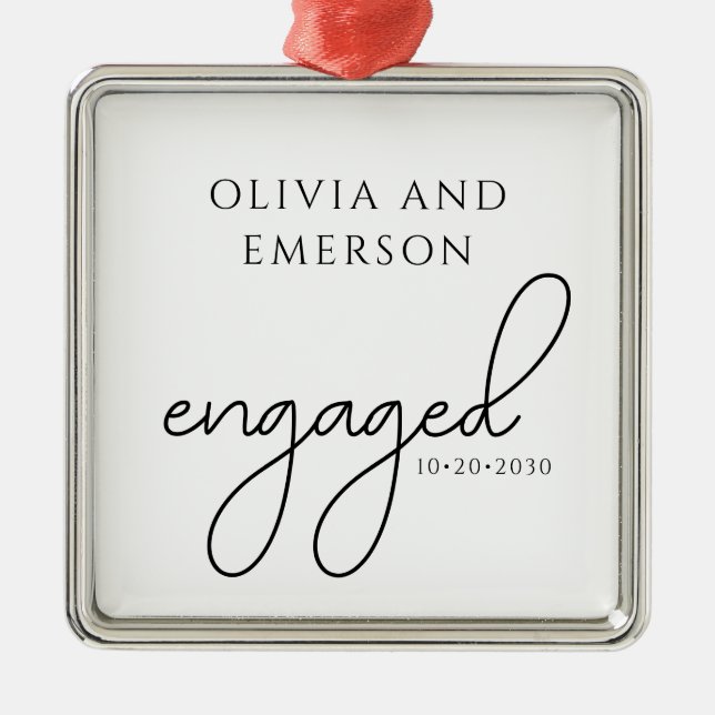 Engagement Keepsake Heart Metal Tree Decoration (Front)