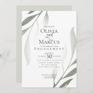 ENGAGEMENT Modern Sage Green Foliage Invitation