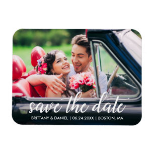 Engagement Modern Script Save The Date Photo Magnet