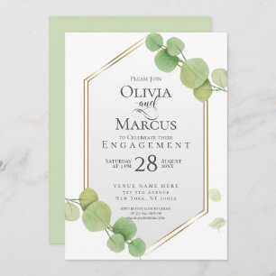 Engagement   Modern Springtime Eucalyptus Invitation