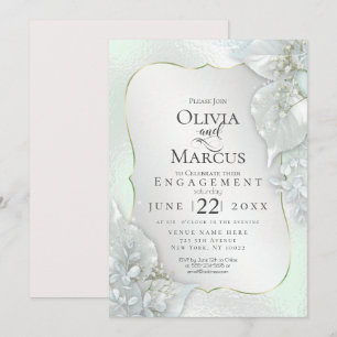 ENGAGEMENT Mystic Honeydew Shimmer Leaves Invitation