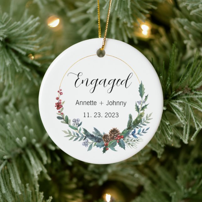 Engagement Ornament, Engaged Ornament, Bridal  Ceramic Tree Decoration (Tree)