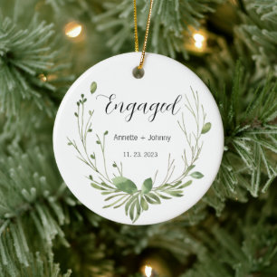 Engagement Ornament, Engaged Ornament, Bridal Ceramic Tree Decoration