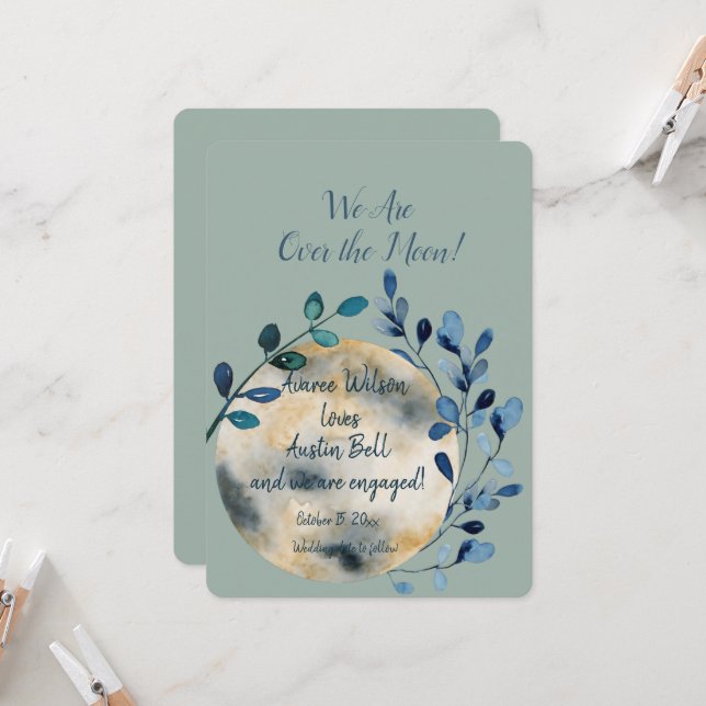 Engagement Over the Moon   Card (Front/Back In Situ)