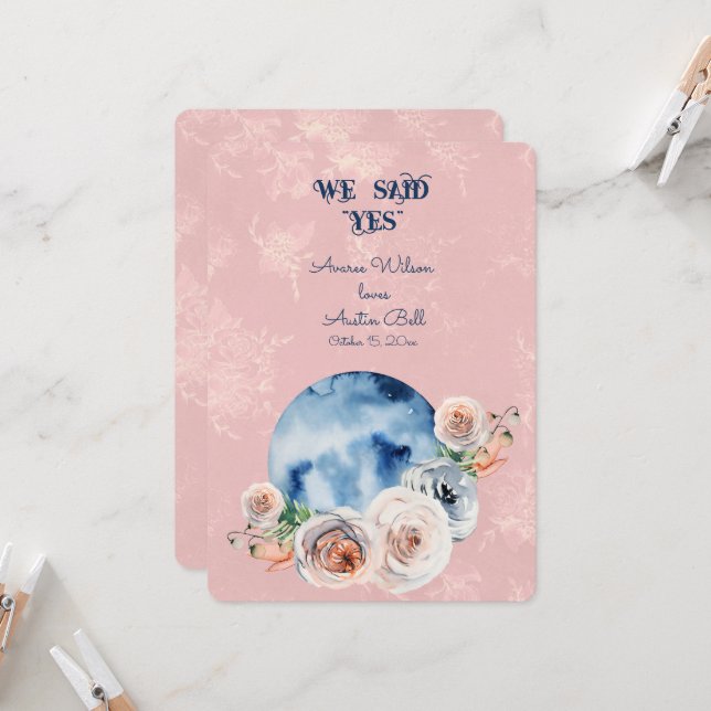 Engagement Over the Moon We Said "Yes" Card (Front/Back In Situ)