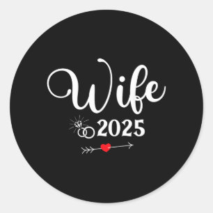 Engagement Party 2025 Wife Husband Matching Classic Round Sticker