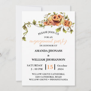 engagement party autumn halloween scary pumpkin invitation