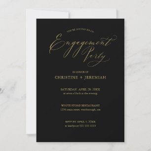 Engagement Party Black Gold Typography Invitation