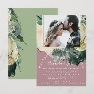 Engagement Party Bridal Shower Photo Blush Floral Invitation